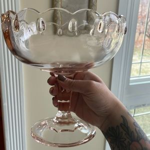 Rare large Indiana glass teardrop compote dessert serveware vintage